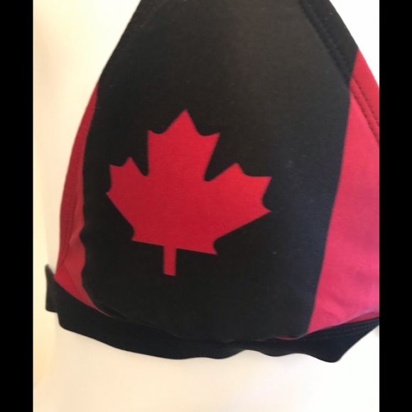 Canada Maple Leaf Bikini Black and Red Top - Picture 5 of 9